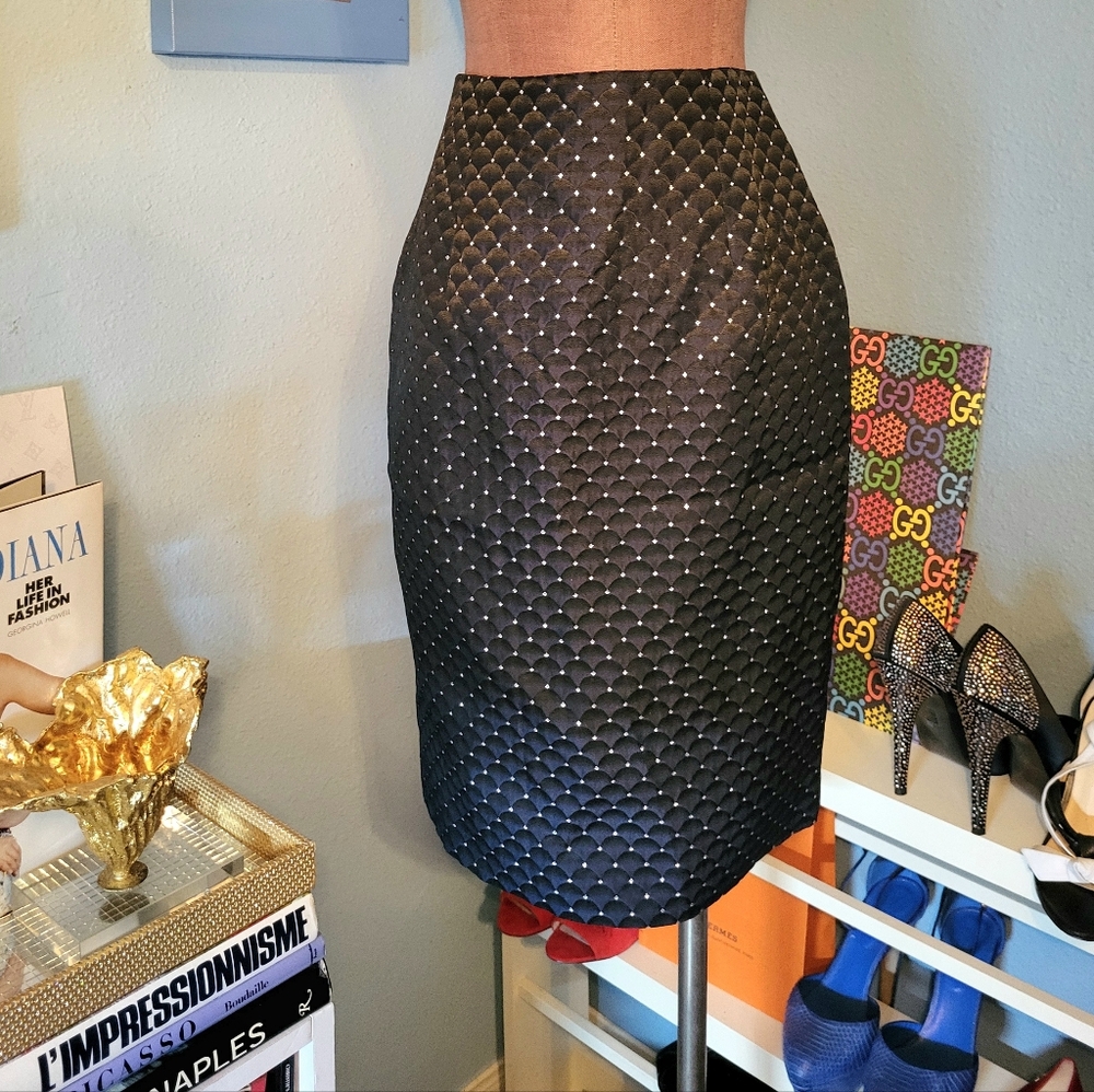 Banu Paris Blue/Black Metallic Detail Skirt